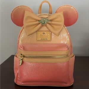 NWT Disney Cruise Line Coral Ombré Glitter and Sequin Loungefly Mini Backpack